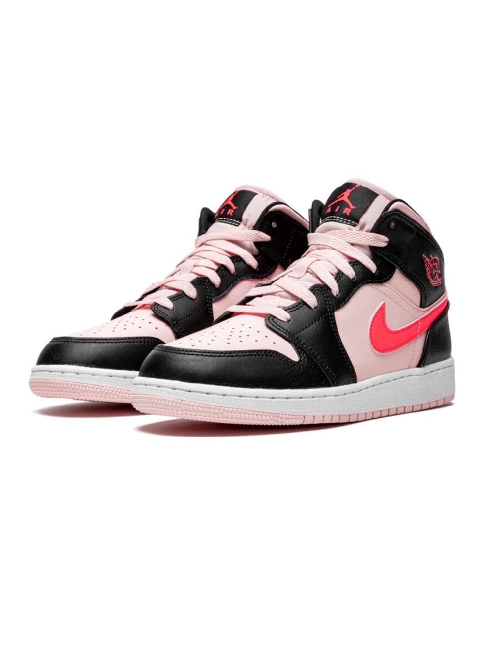 Air Jordan 1 Mid Pink & Black “Atmosphere” GS Kids Sneakers